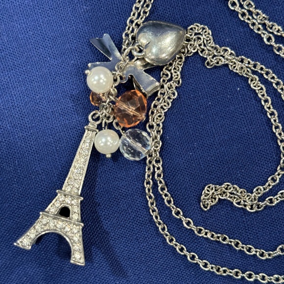 Paris Eiffel Tower Charms Necklace 32” long chain - Picture 3 of 10